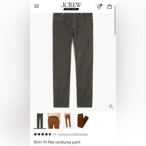 J. Crew Factory Men's Slim-Fit Corduroy Pants - Gray